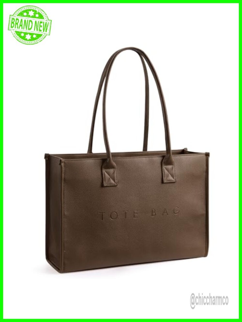 Oversize PU Leather Tote Bag Weekender Shopper Handbag Top Handle Work